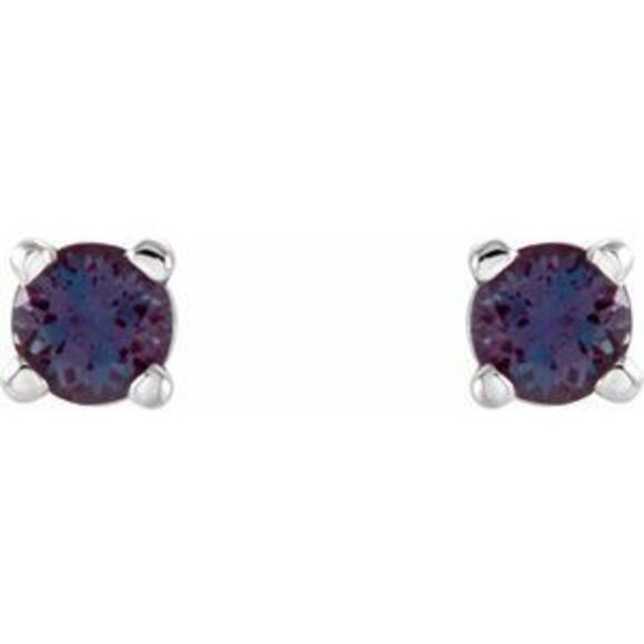 14K White 2.5 mm Lab-Grown Alexandrite Stud Earrings,All Products : American Fashion Style Bags On Sale